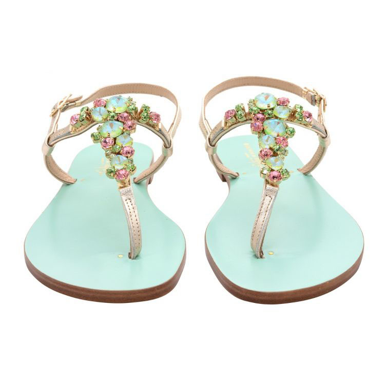 Leather flip flops Emanuela Caruso Capri Green size 38 IT in